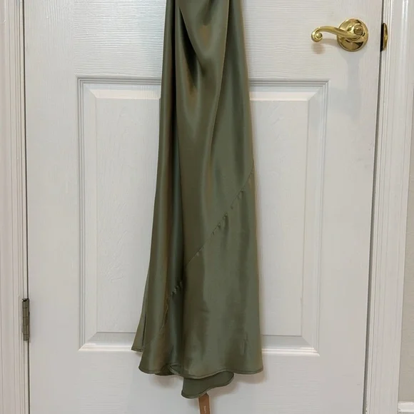 Reformation Casette Silk Dress in Artichoke Size 12 NWT - Picture 11 of 16